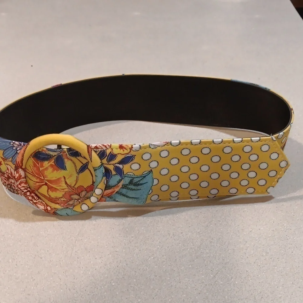 Yellow Floral Dotted Belt